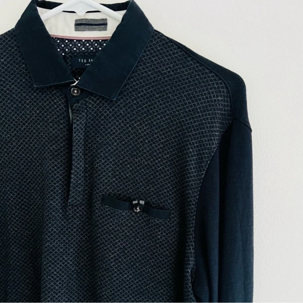 Ted Baker London Black Knit Collared Pullover Sweater Medium